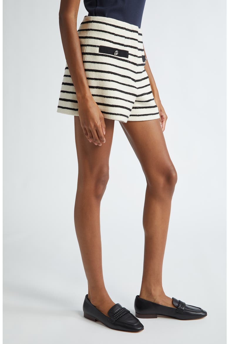 Gershwin Stripe Cotton Blend Shorts, Alternate, color, IVORY/BLACK