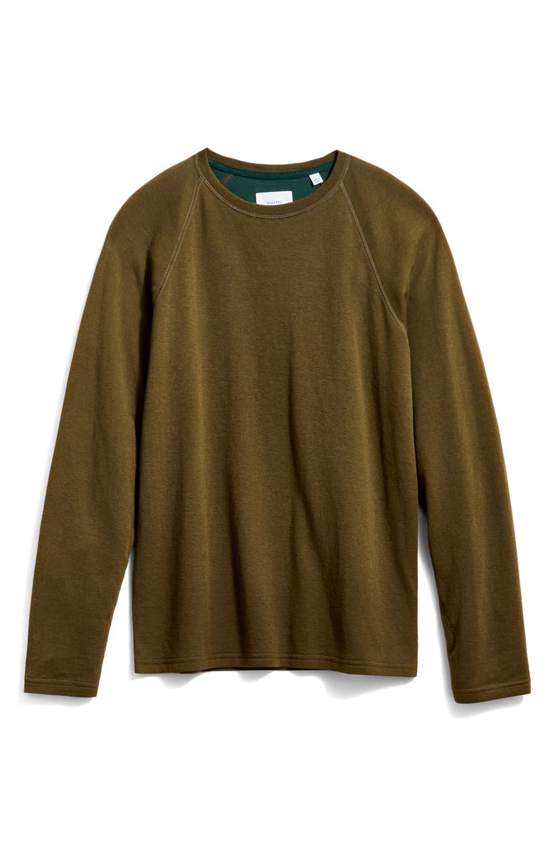 Billy Reid Long Sleeve Cotton & Modal Crewneck T-Shirt, Main, color, Dark Olive