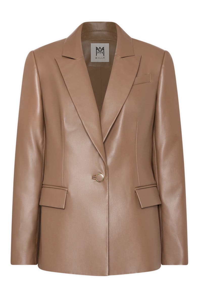 Alexa Faux Leather Blazer, Alternate, color, MOCHA