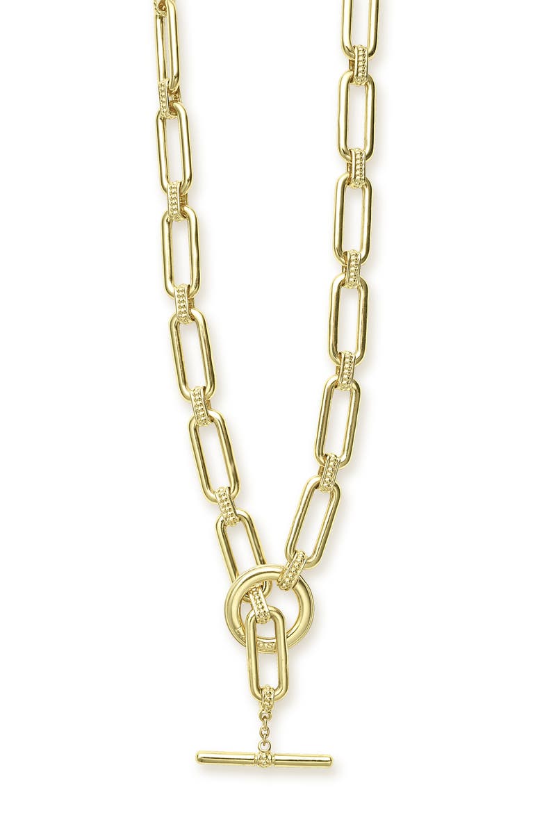 Signature Caviar Smooth Link Toggle Necklace, Alternate, color, GOLD