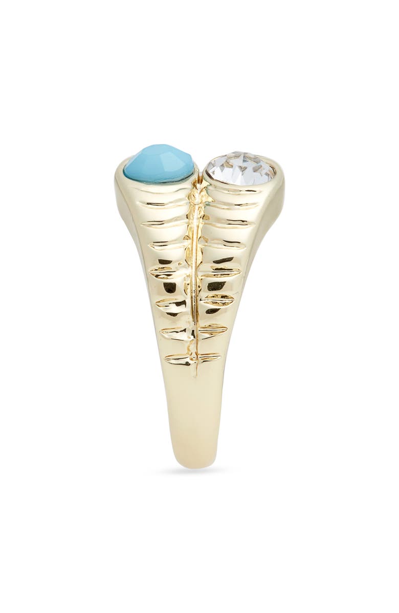 Nordstrom Faux Turquoise & Crystal Ridged Ring, Alternate, color, Clear- Turquoise- Gold