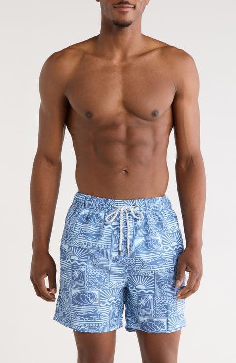 Printed Rising Sun Volley Swim Shorts