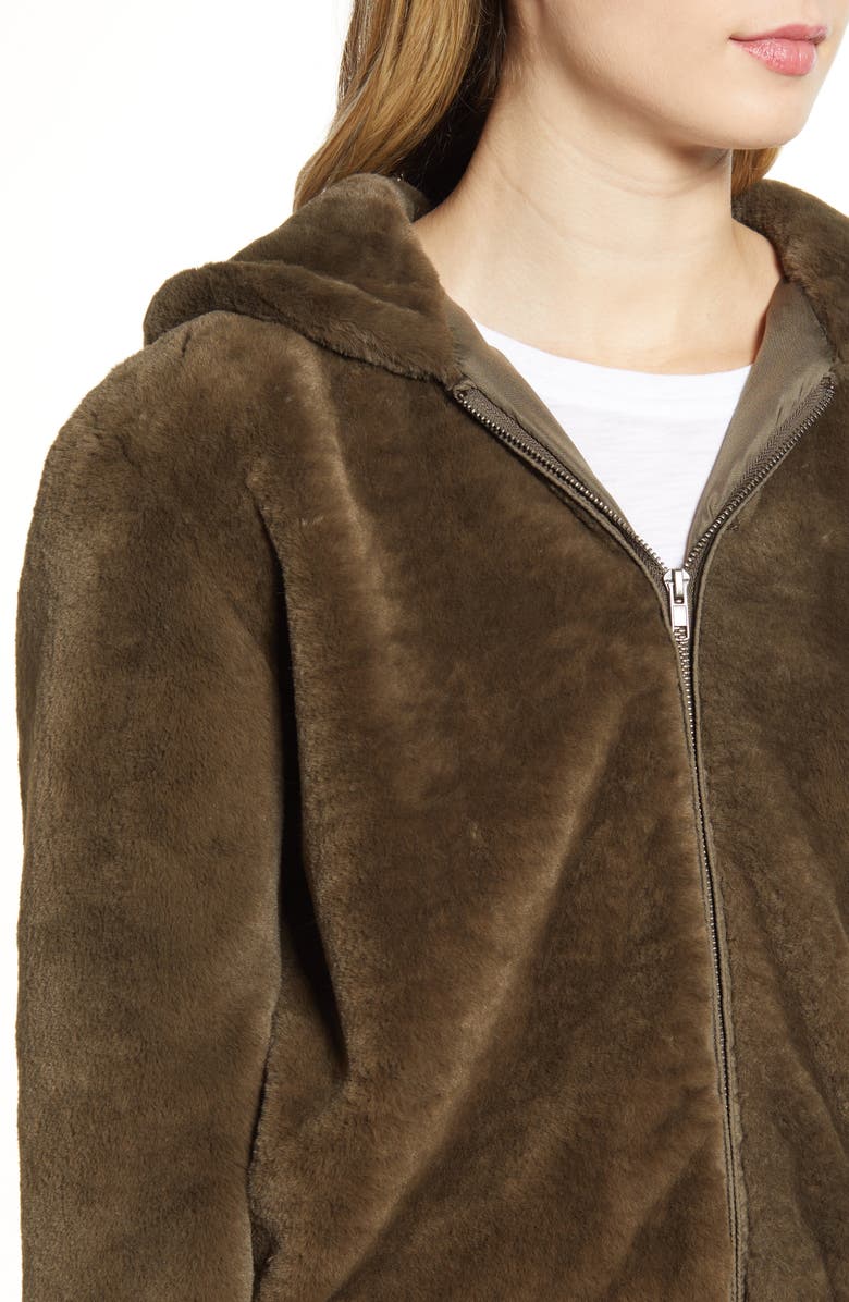 cupcakes and cashmere Breda Faux Fur Hooded Jacket, Alternate, color, 
