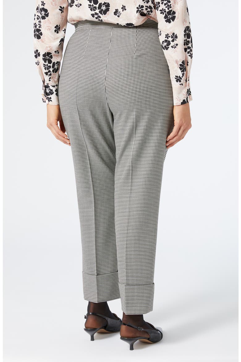 Houndstooth Stretch Virgin Wool Cuff Pants, Alternate, color, BLACK/ WHITE