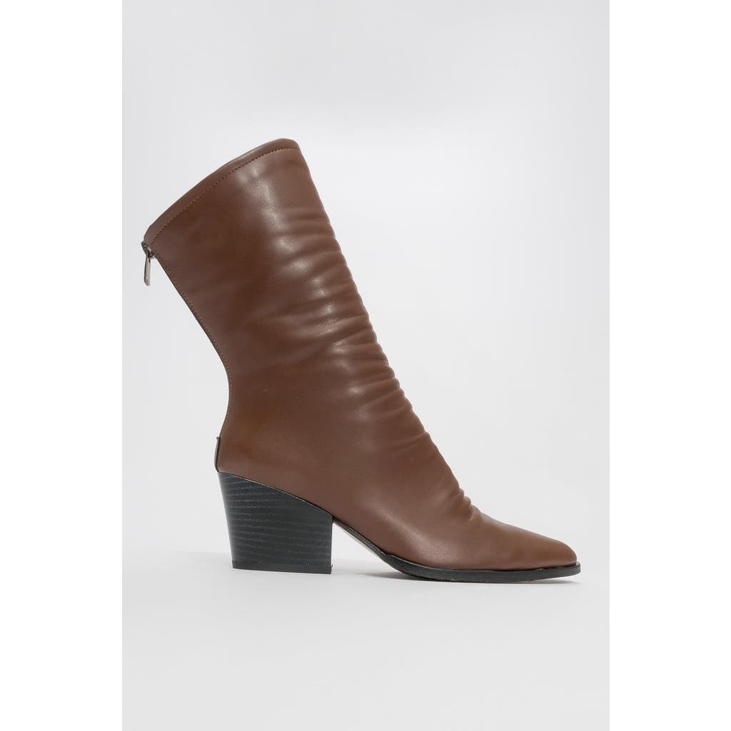 Prologue Shoes Laval Back-zip Block Heel Boot In Brown