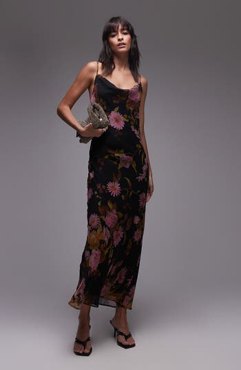 Floral Cowl Neck Maxi Slipdress