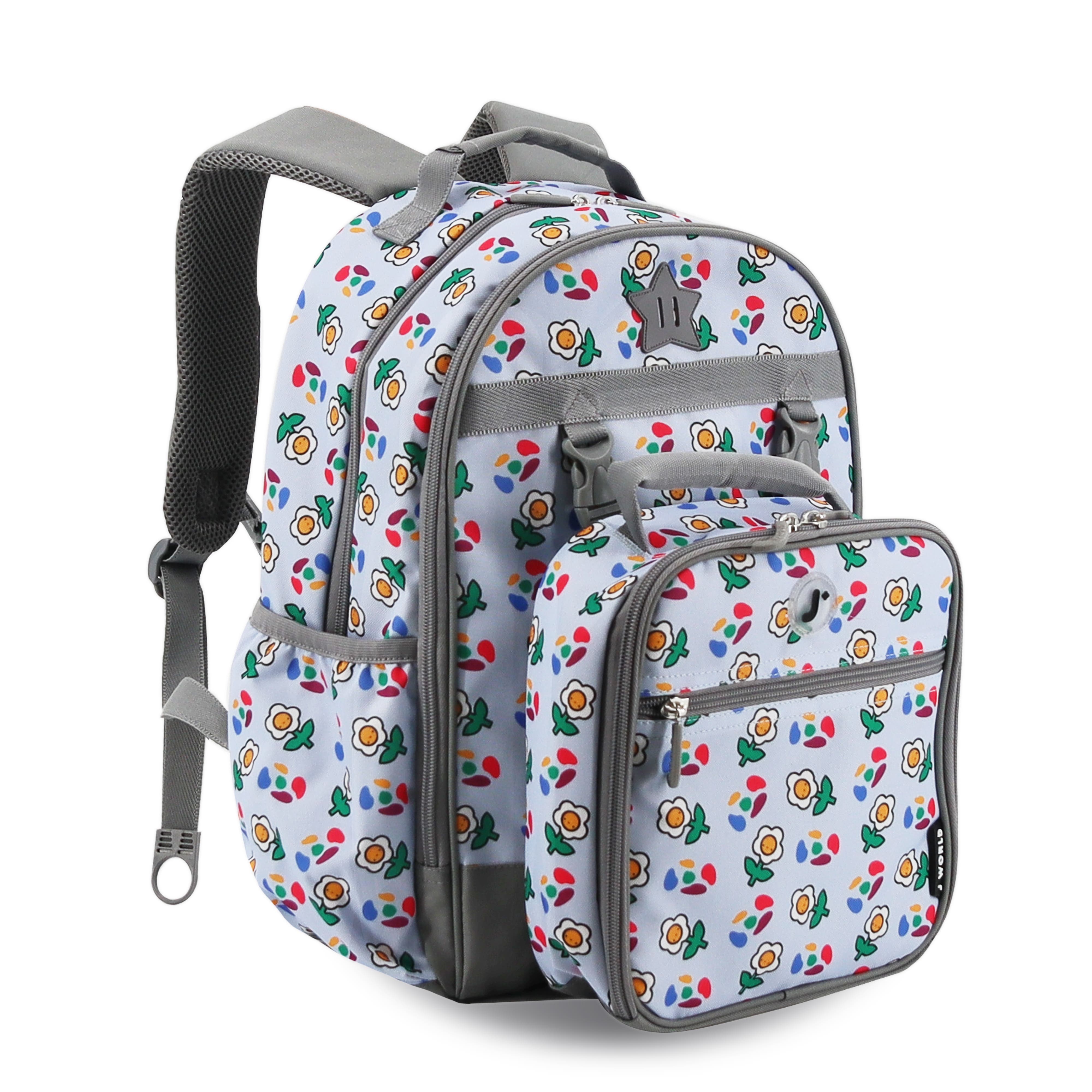 J World Duet Kid's 16" Backpack With Detachable Lunch Box For School, Main, color, Every Daisy