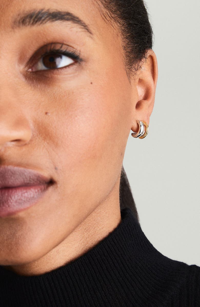 MEJURI Duet Mixed Huggie Hoops, Alternate, color, Gold / Silver