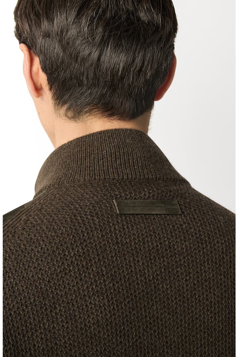 Cashmere & Suede Cardigan, Alternate, color, DARK OLIVE GREEN