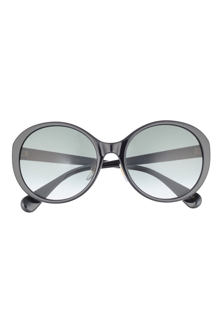 56mm Gradient Round Sunglasses, Main, color, BLACK BLACK GREY