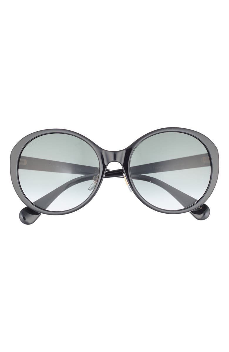 Gucci 56mm Gradient Round Sunglasses, Main, color, Black Black Grey