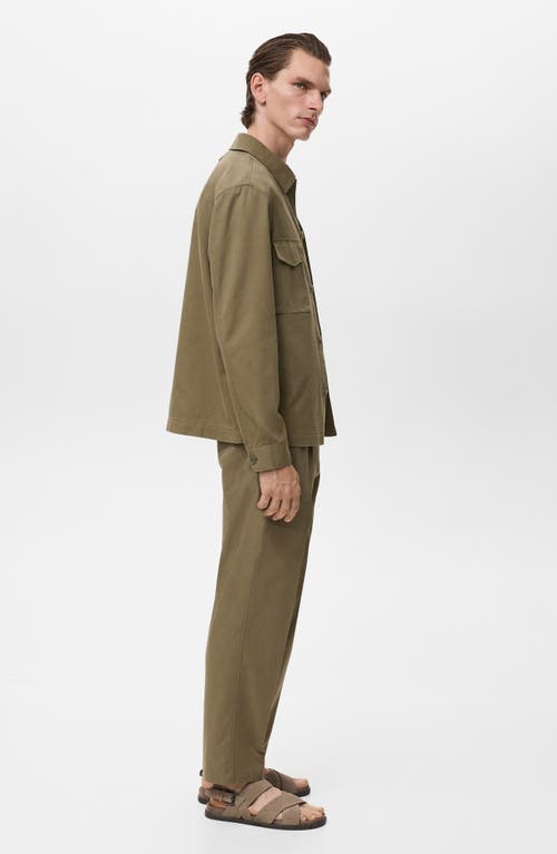 Mango Cotton Blend Straight Leg Pants In Green