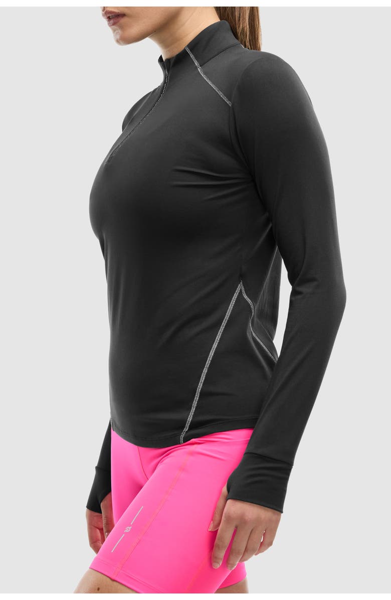 Peloton Women's Active Brushed Jersey ¼ Zip, Alternate, color, Black