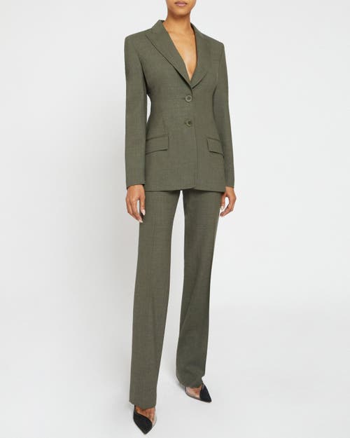 Santorelli Sofia Straight-leg Stretch Wool Pants In Deep Sage