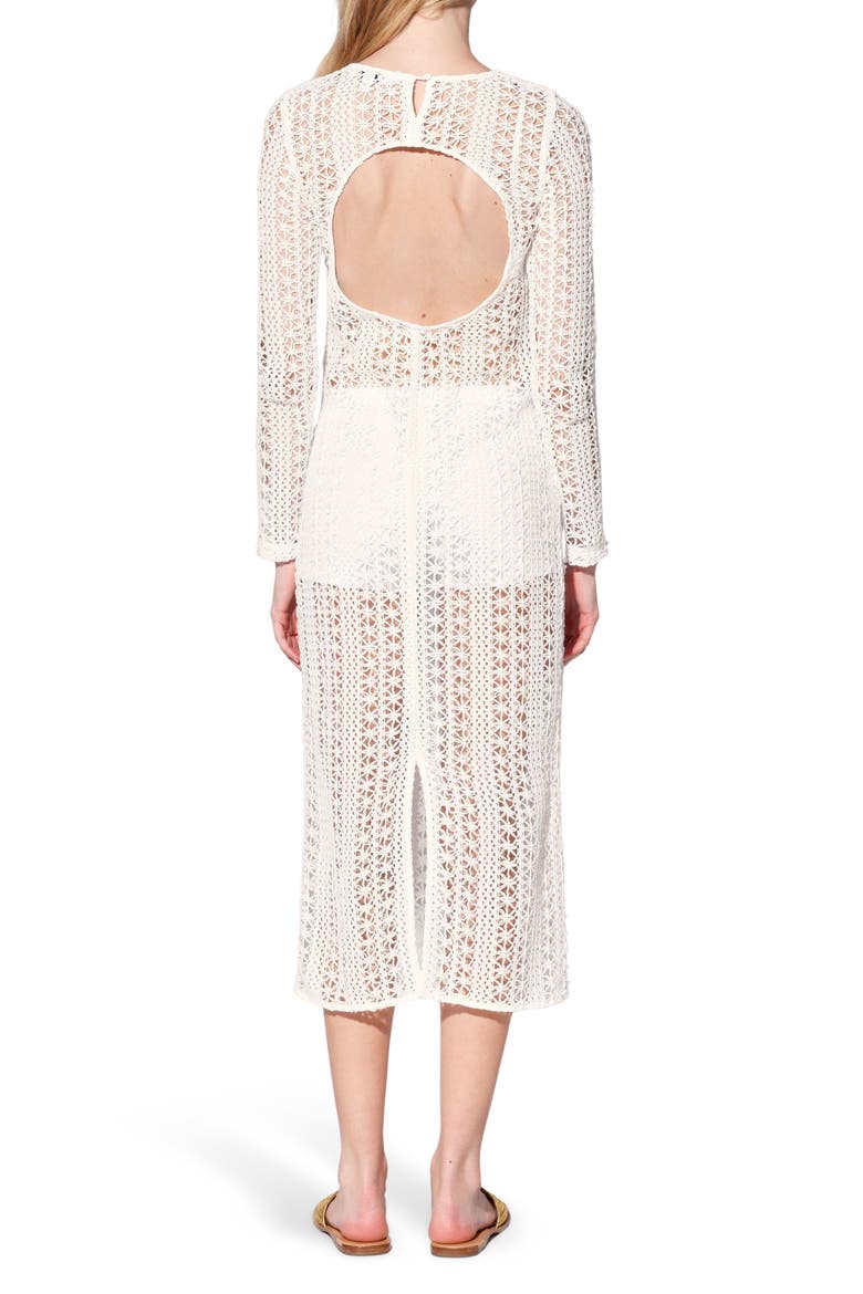 Ira Long Sleeve Open Stitched Dress, Alternate, color, WHITE
