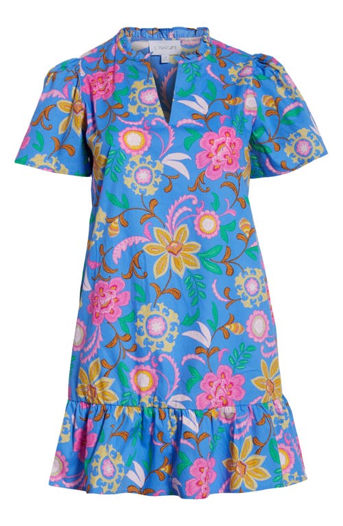 Sugarlips Faro Celeste Print Shift Dress In Blue