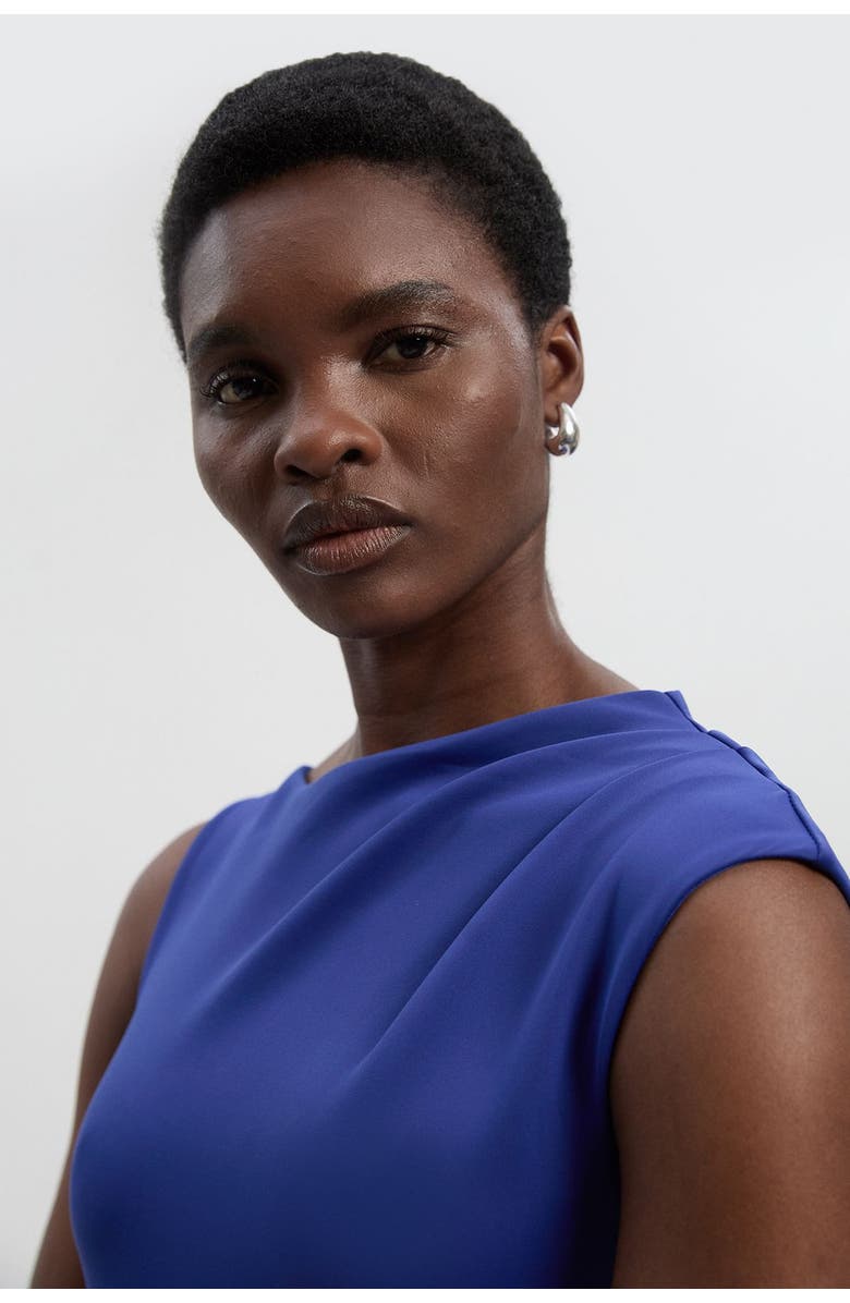 Karen Millen Scuba Drama Ruffle Hem Woven Maxi Dress, Alternate, color, Navy