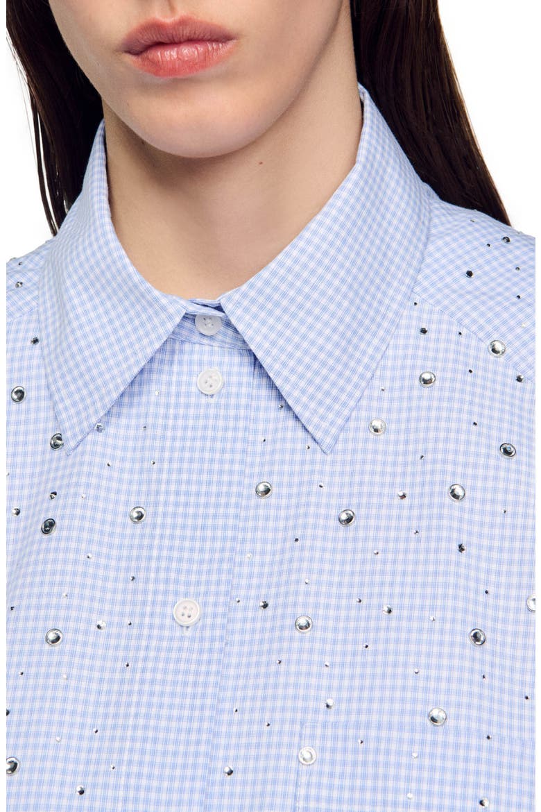 Studded check shirt, Alternate, color, Sky blue