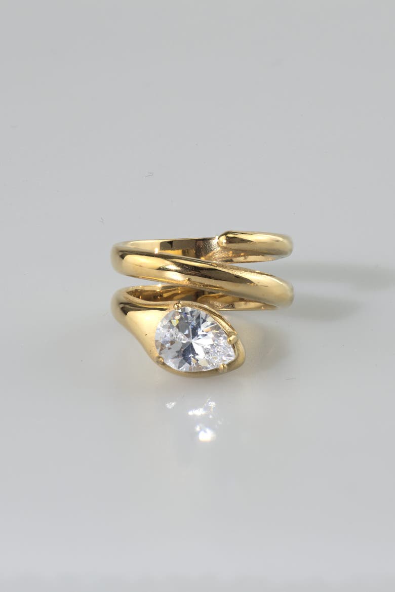 Spiral Pear-Cut Ring, Main, color, Gold
