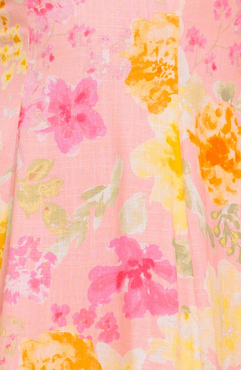 FLYING TOMATO Floral Puff Sleeve Linen Minidress, Alternate, color, 