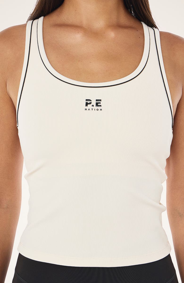 P.E Nation Nexus Rib Tank, Alternate, color, Whisper White / Smokestone