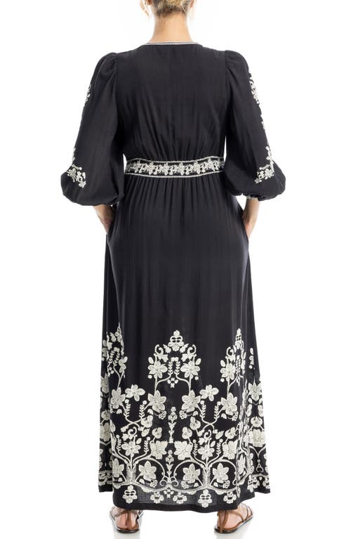 Max Studio Embroidered Maxi Dress In Black