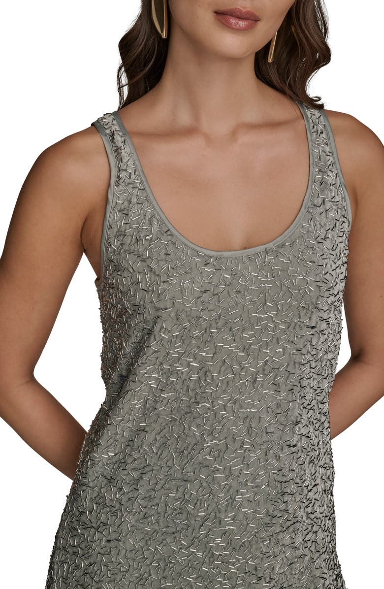 Donna Karan New York Beaded Sleeveless Midi Dress, Alternate, color, Weathered Sage