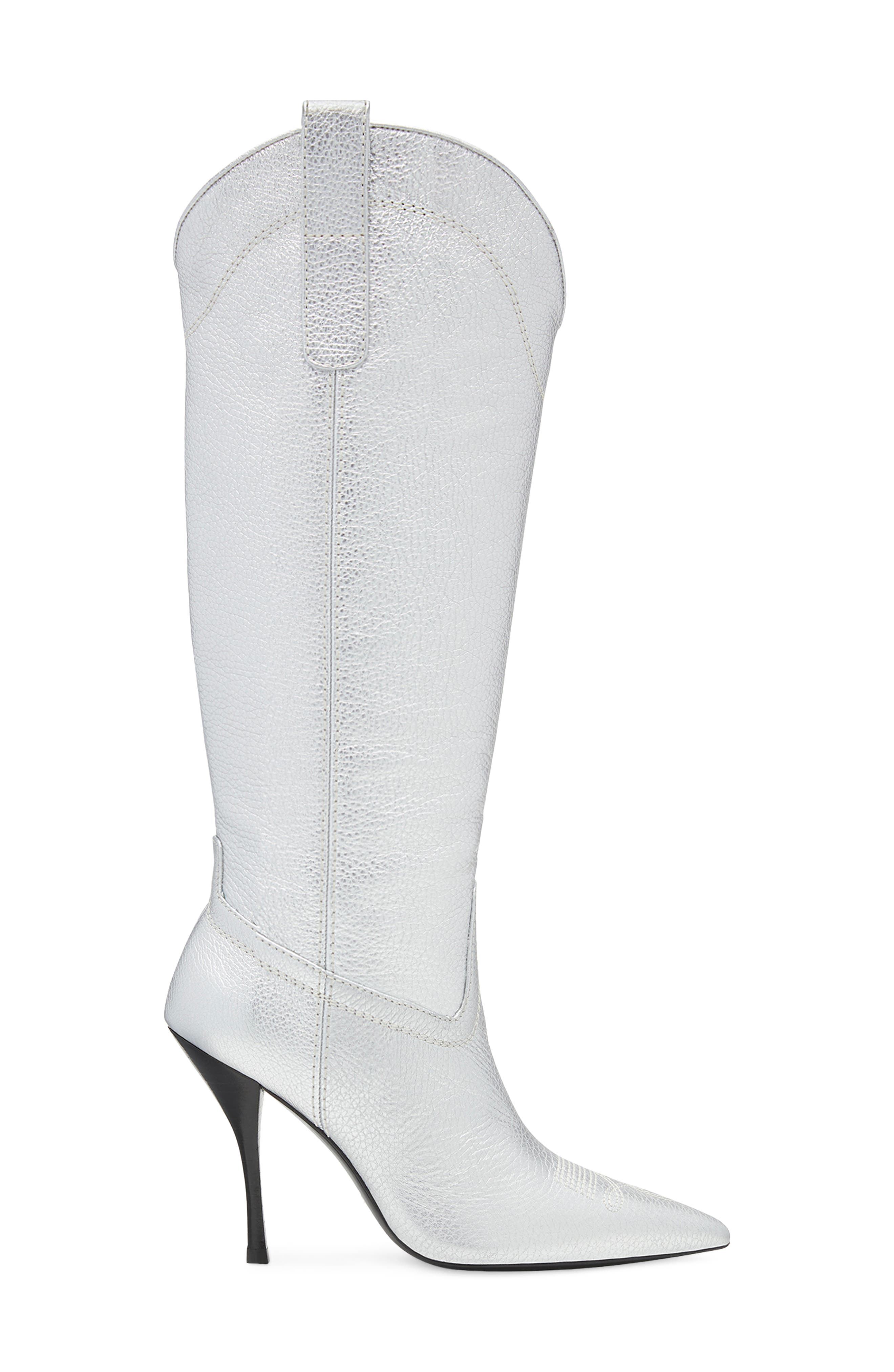 Outwest Knee High Pointed Toe Boot, Alternate, color, SILVER
