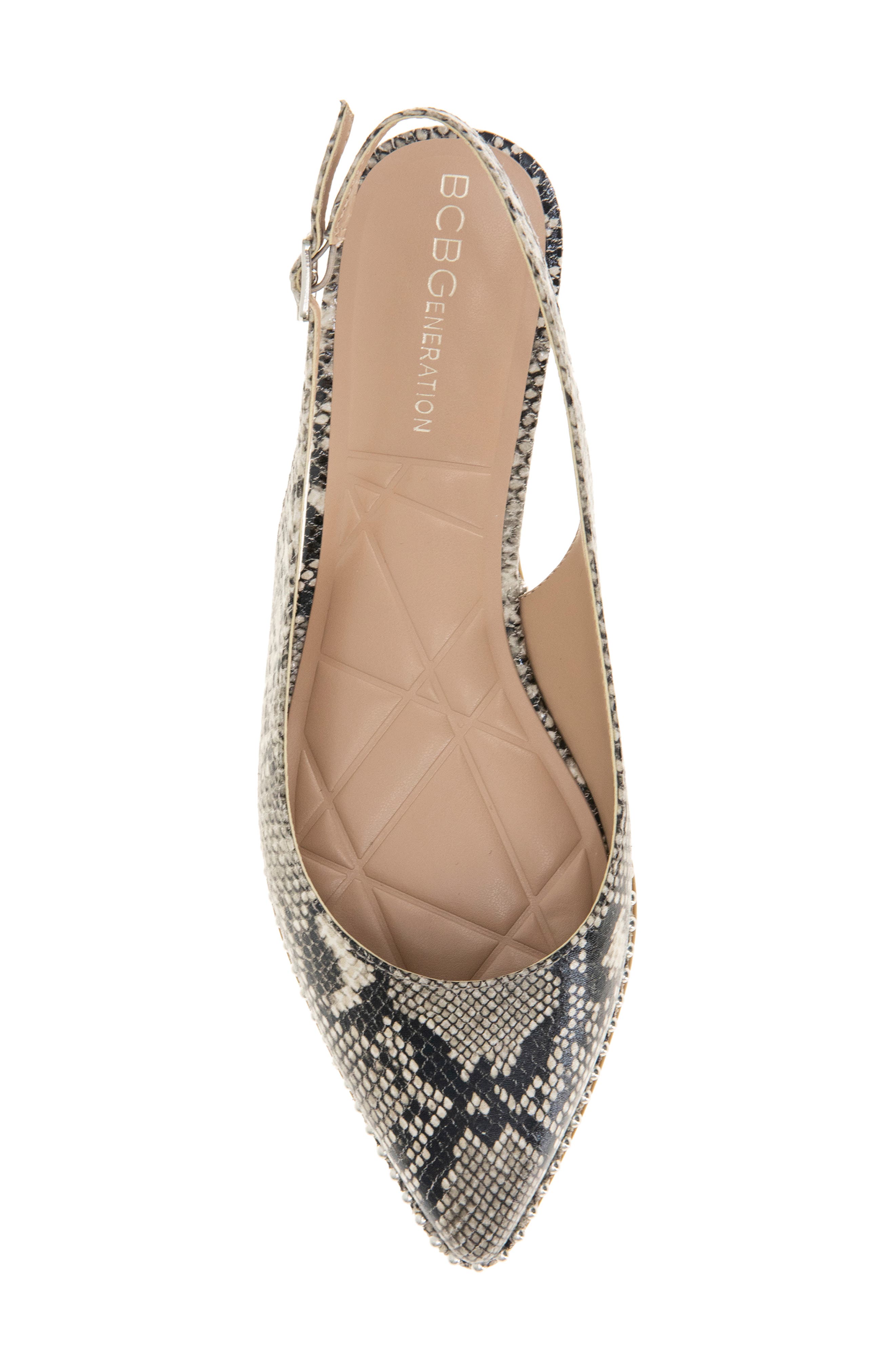 BCBGeneration Valerie Slingback Pointed Toe Flat, Alternate, color, Snake