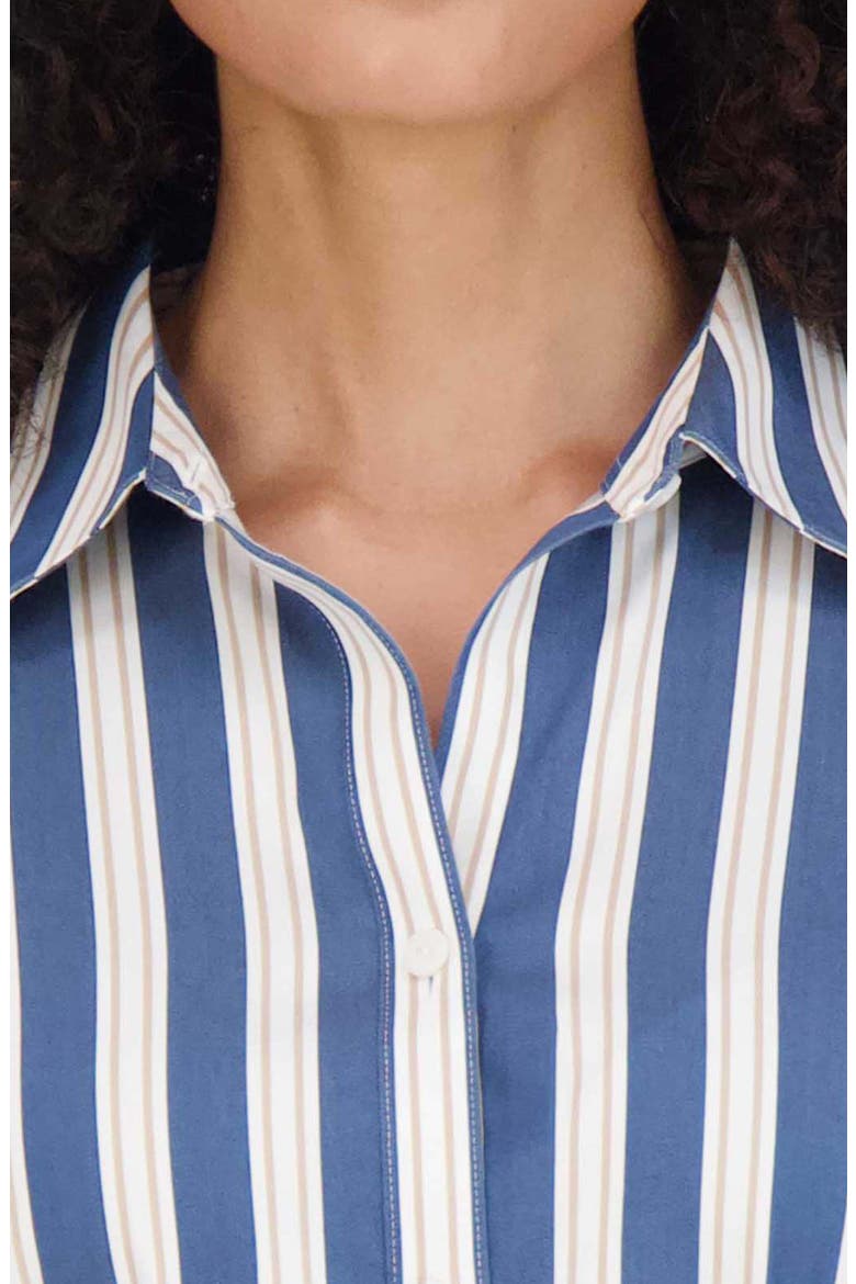 Fiona Stripe Tie Waist Shirtdress, Alternate, color, NAVY/ KHAKI