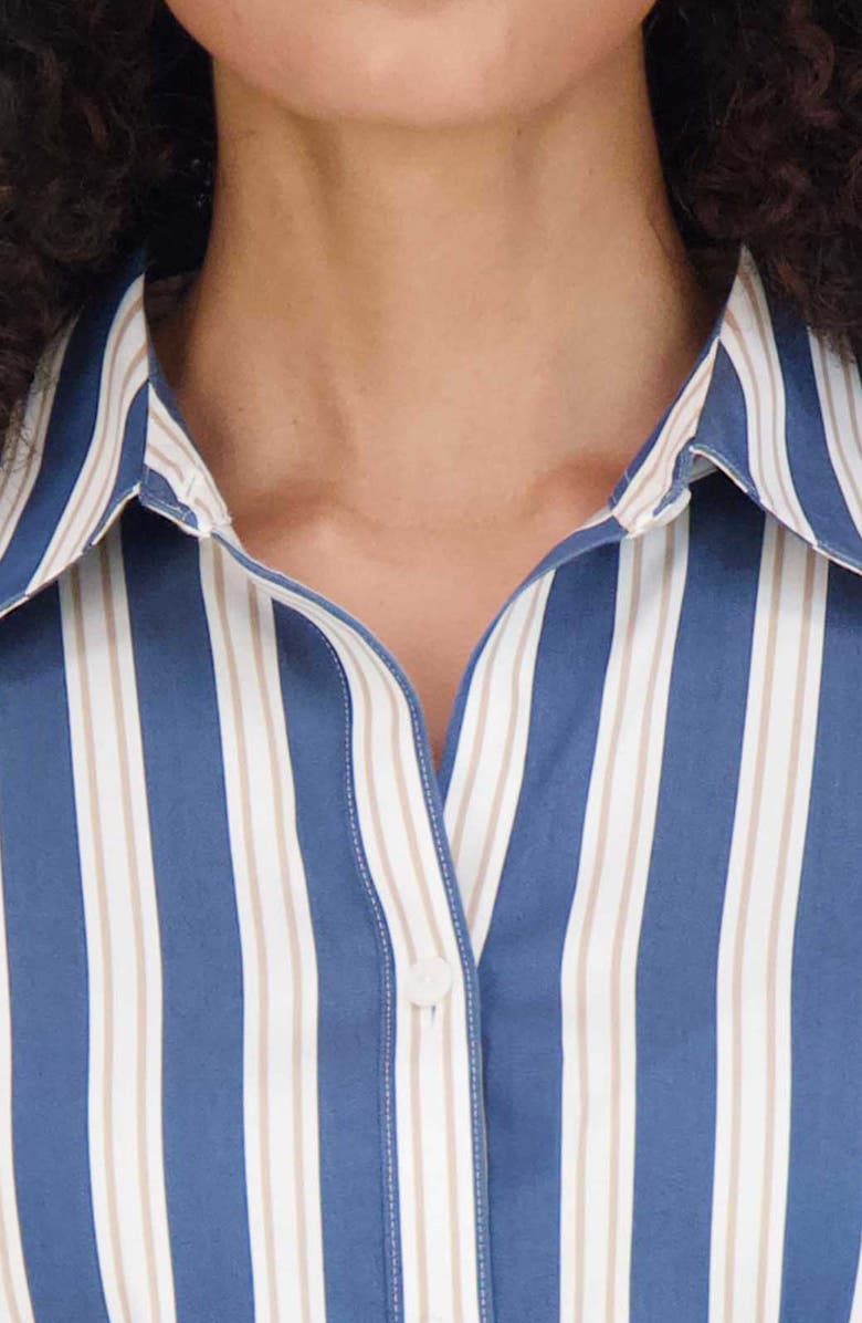 Foxcroft Fiona Stripe Tie Waist Shirtdress, Alternate, color, 