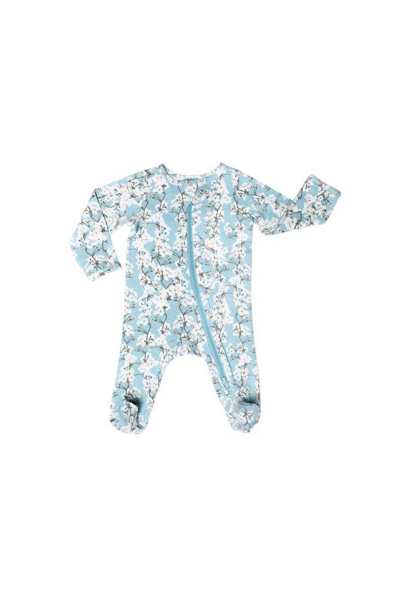 Norani Organic Cotton Zip Footie in Cherry Blossoms, Main, color, Cherry Blossoms