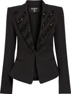 Balmain Crystal Zebra Stripe Wool Grain de Poudre Jacket