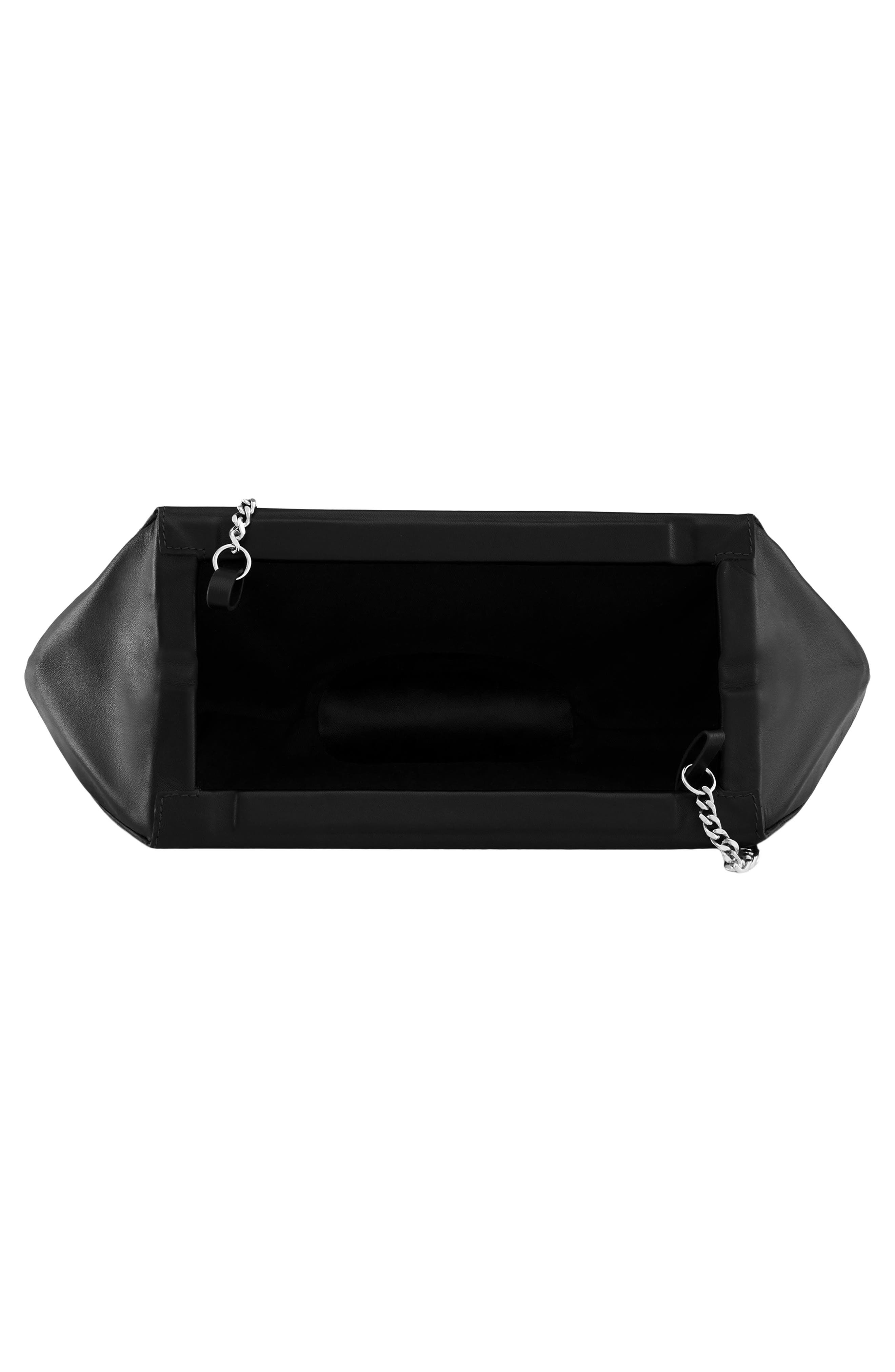 behno Elizabeth Leather Baguette Clutch, Alternate, color, Black