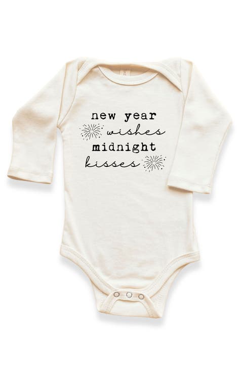 New Year Wishes - Organic Baby Bodysuit Long Sleeve