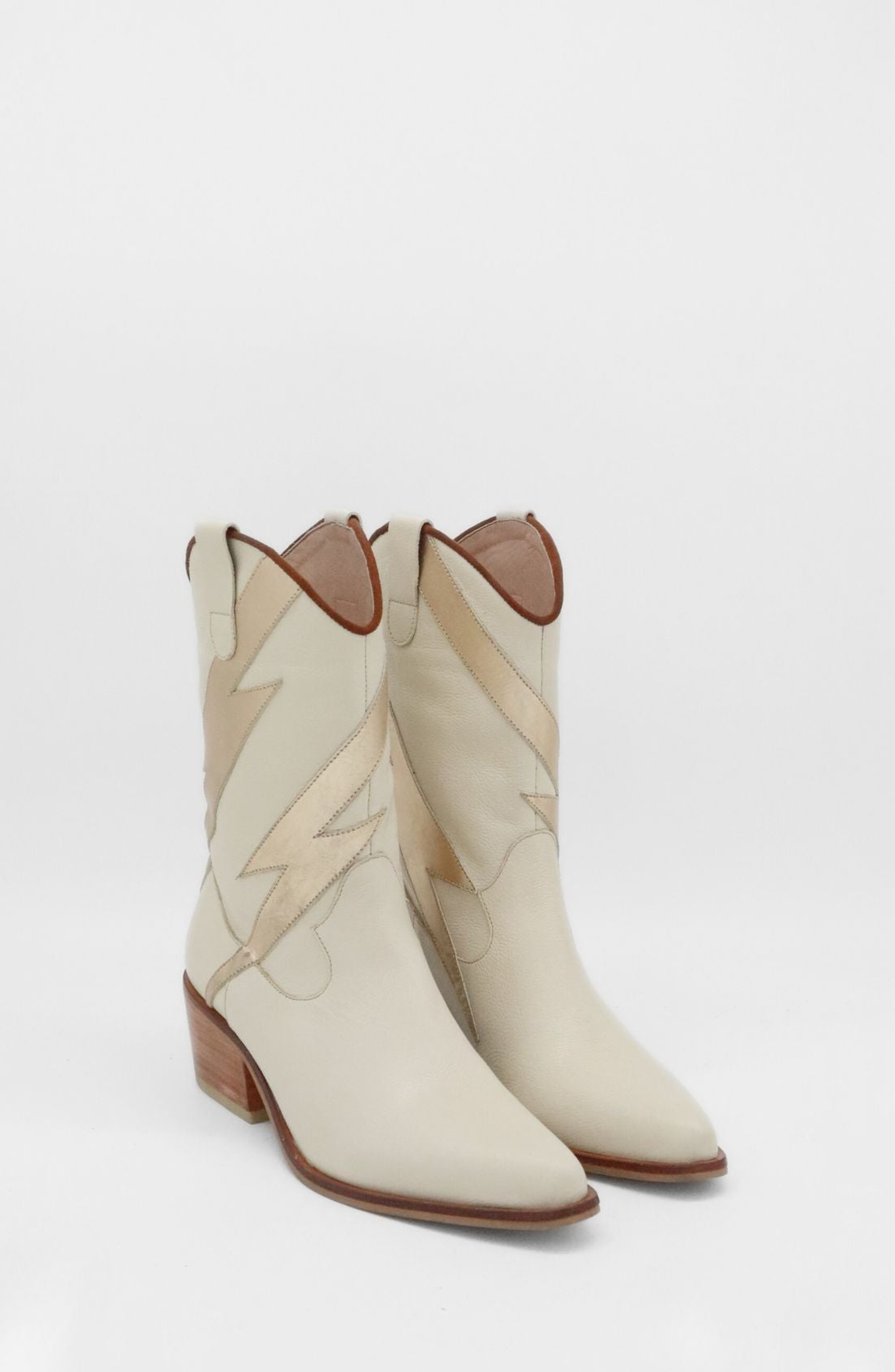 Idol Western Cowboy Boots, Alternate, color, Off White / Gold Metallic