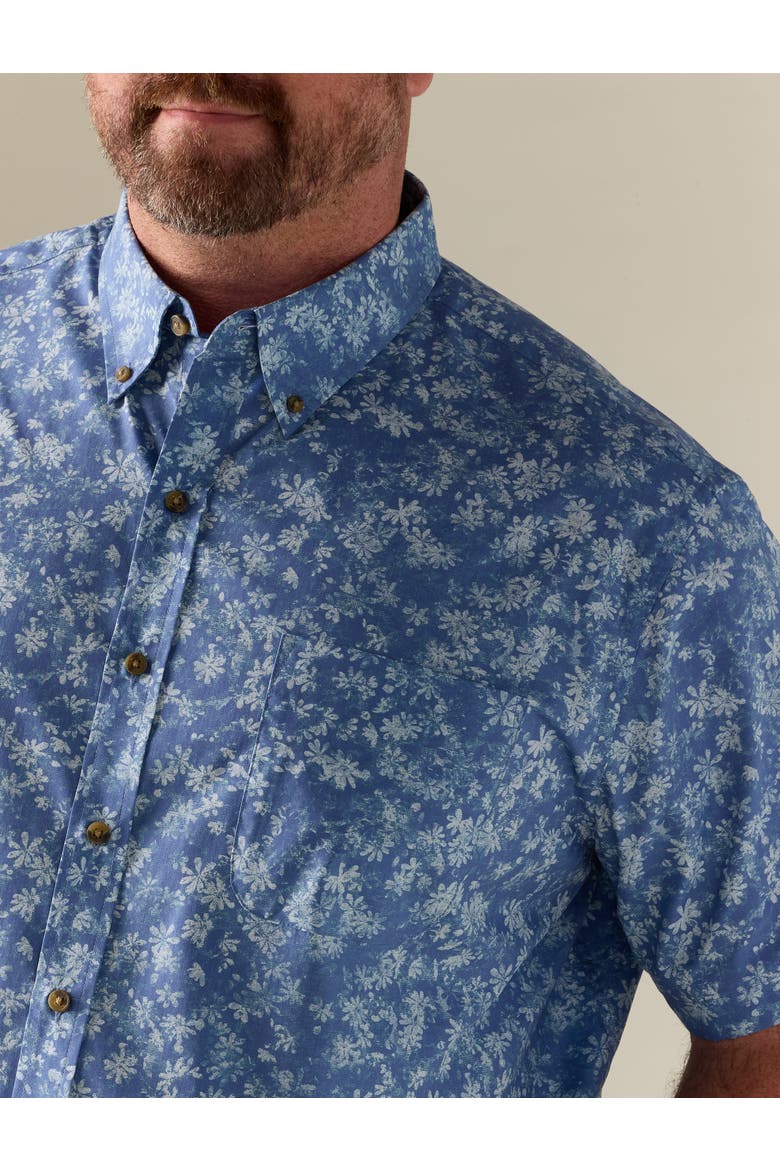 Big & Tall Easy-Care Multi Floral Print Sport Shirt, Alternate, color, BLUE