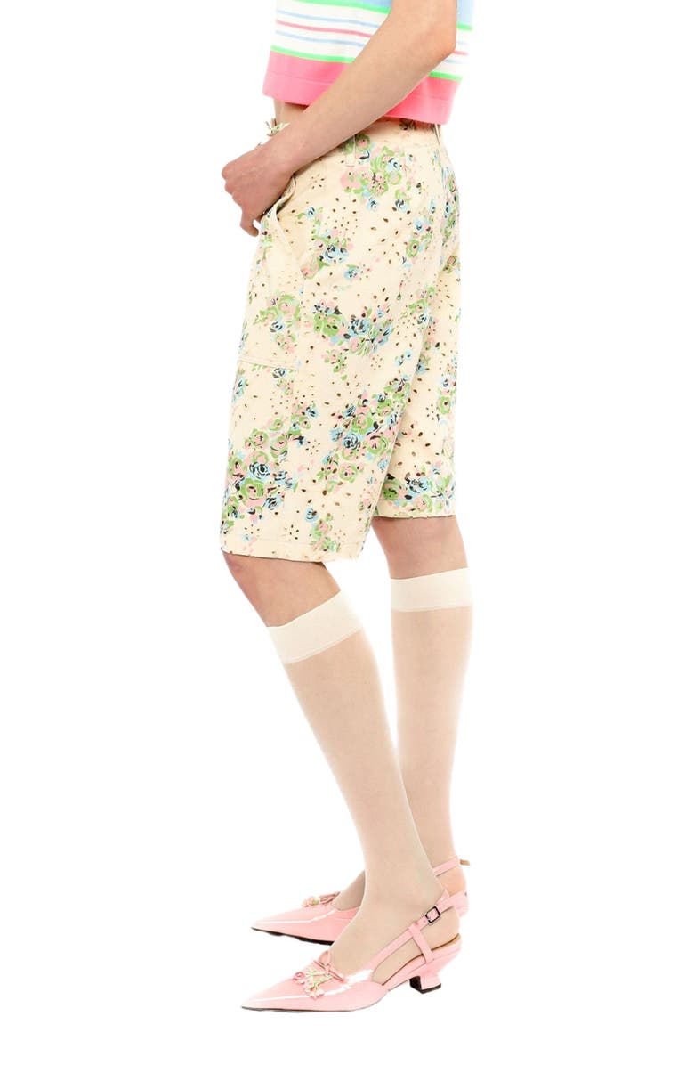 Anna Sui Rosies Posies Eyelet Bermuda Shorts, Alternate, color, Baby Blue