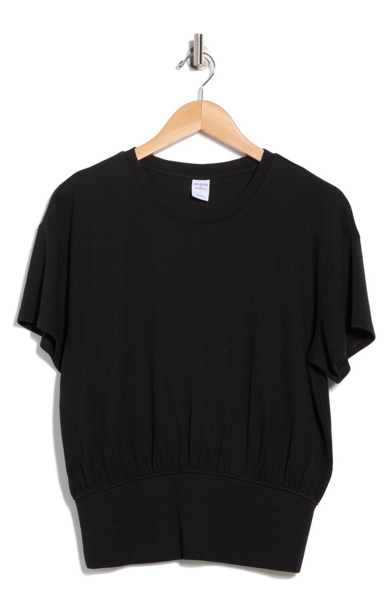 Melrose and Market Banded Hem Rib T-Shirt, Alternate, color, Black