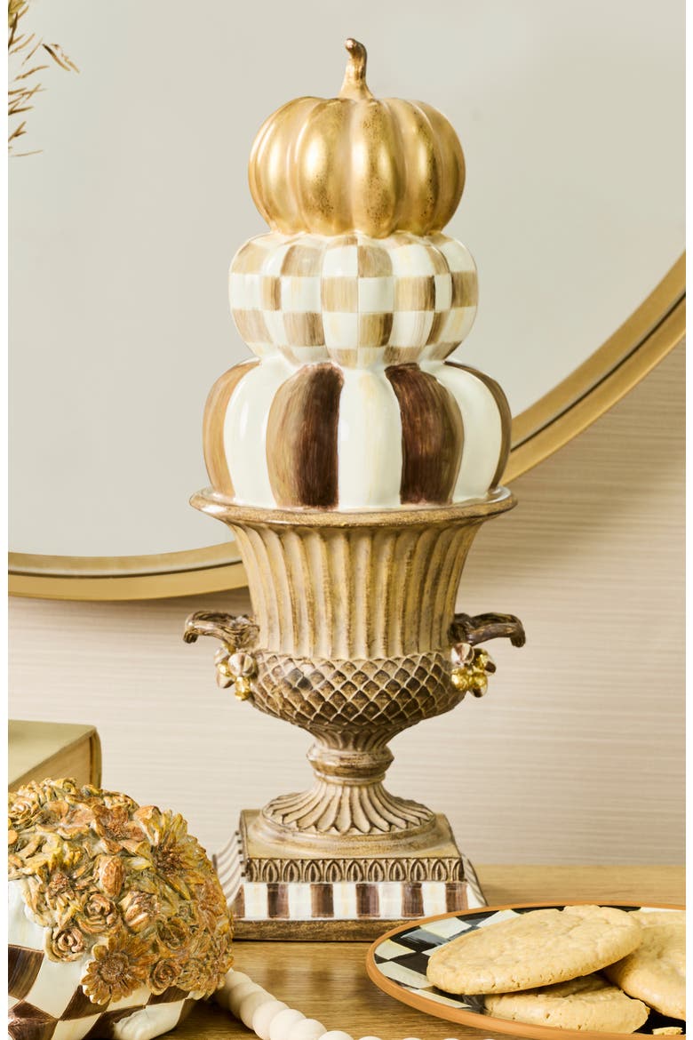 Stacked Pumpkins Tabletop Decoration, Alternate, color, BROWN