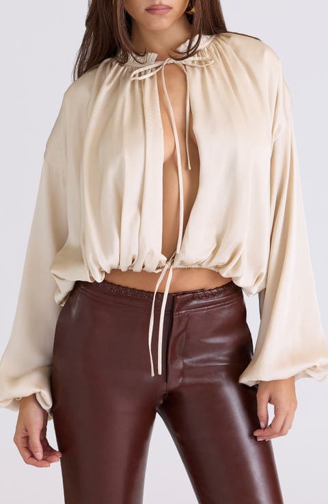Talia Open Front Matte Satin Top
