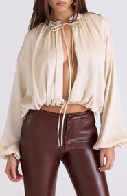 HOUSE OF CB Talia Open Front Matte Satin Top