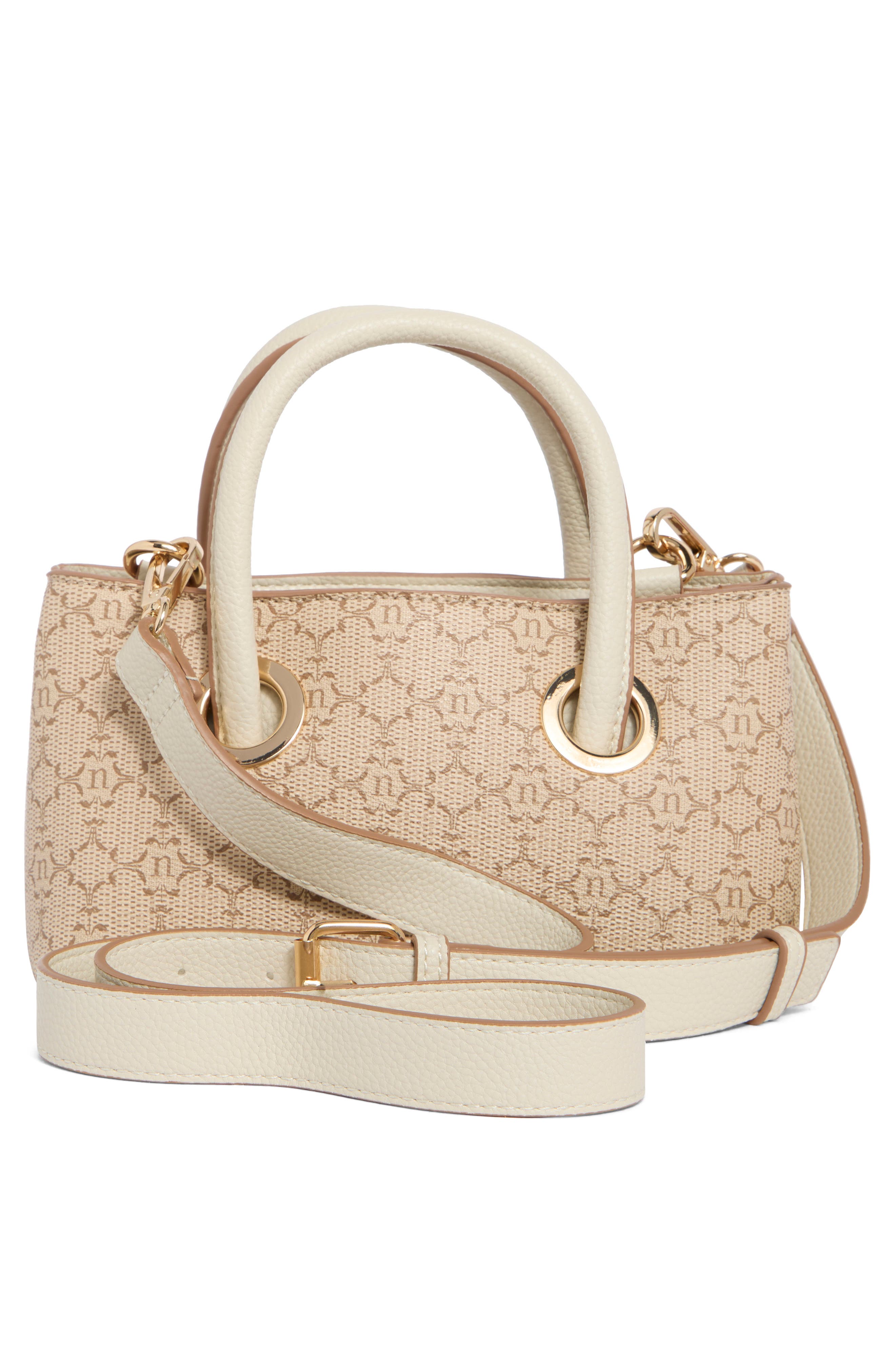Nanette Lepore Mini Satchel Bag, Alternate, color, Almond Logo-Rice