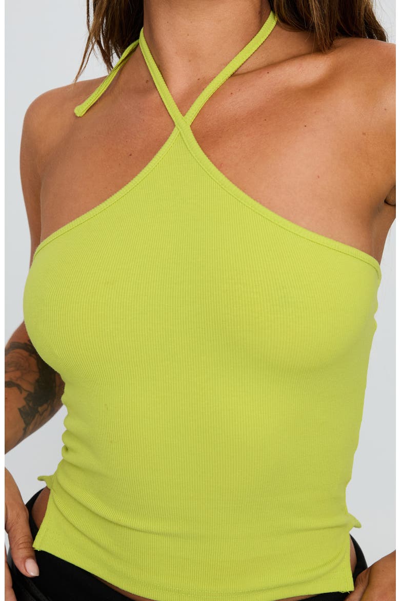 Baseline Rib Halter Top, Alternate, color, GREEN