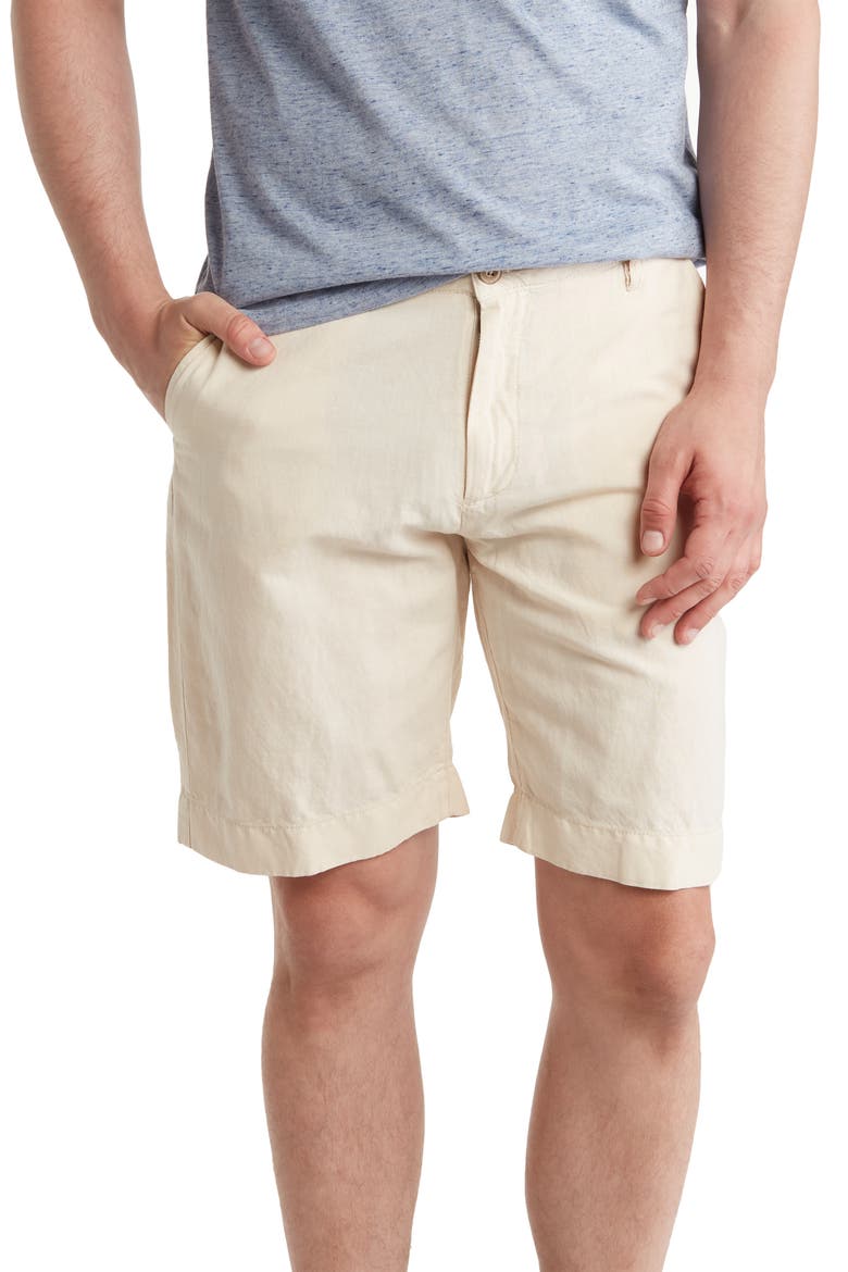 Malibu Linen & Cotton Chino Shorts, Main, color, STONE