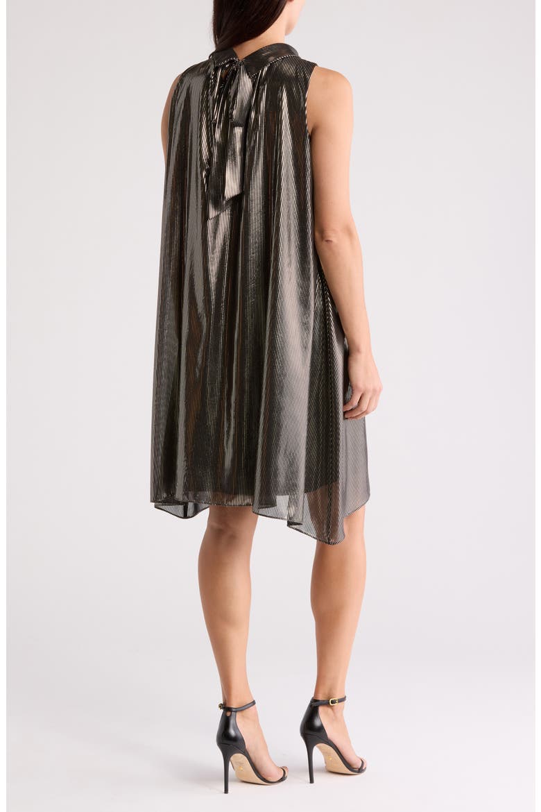 Metallic Sleeveless Trapeze Dress, Alternate, color, BLACK/GOLD