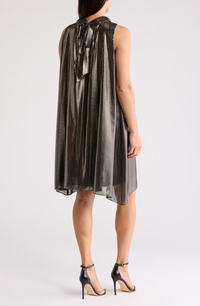Julia Jordan Metallic Sleeveless Trapeze Dress, Alternate, color, Black/Gold