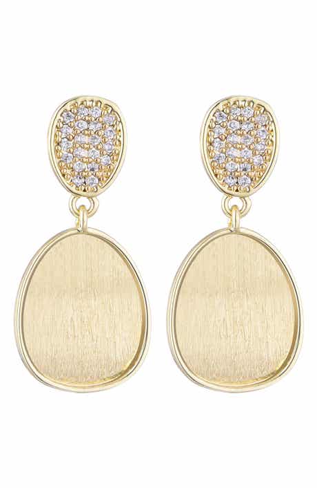 Adornia Pavé Cubic Zirconia Satin Finish Drop Earrings