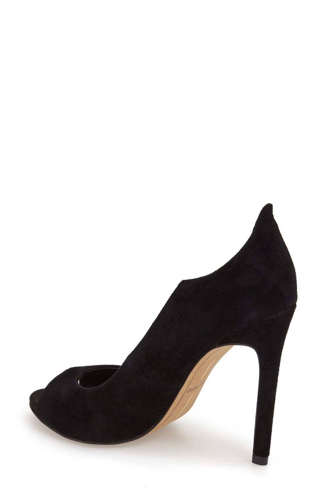 'Isabel' Peep Toe Pump, Alternate, color, BLACK  SUEDE