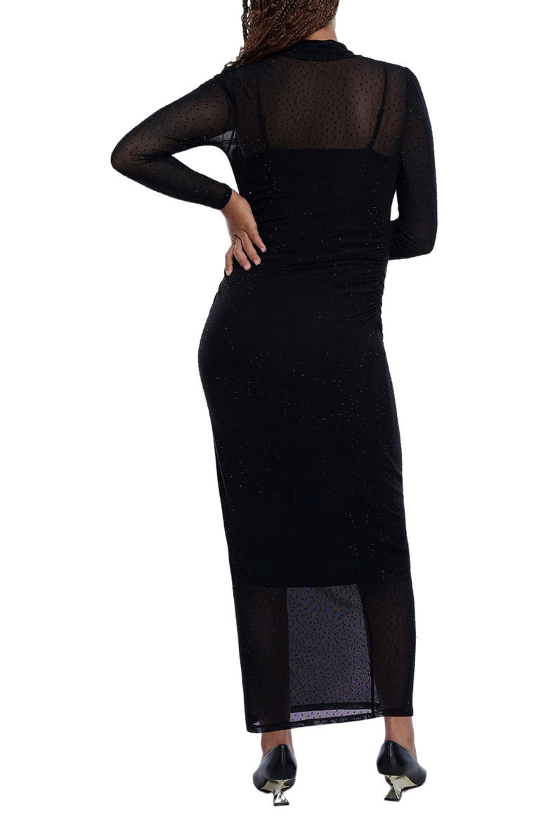 MOTHERHOOD MATERNITY Mesh Turtleneck Maxi Maternity Dress, Alternate, color, 
